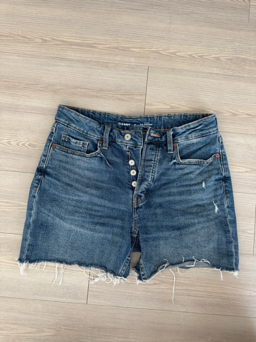 Old Navy Button-Fly Frayed Hem Denim Shorts - Dark Blue